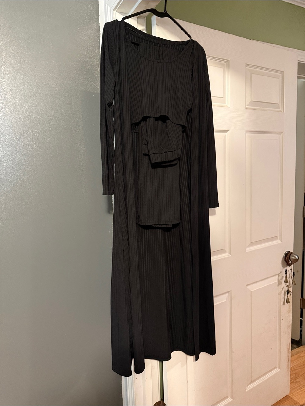 Amazon Black Long Ribbed Maxi Dress with Long Sleeves